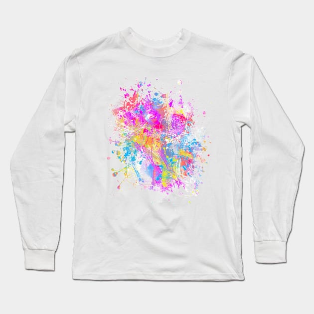 Abstract Vibrant Multicolor Brush Strokes and Splatters 9 Long Sleeve T-Shirt by Cato99